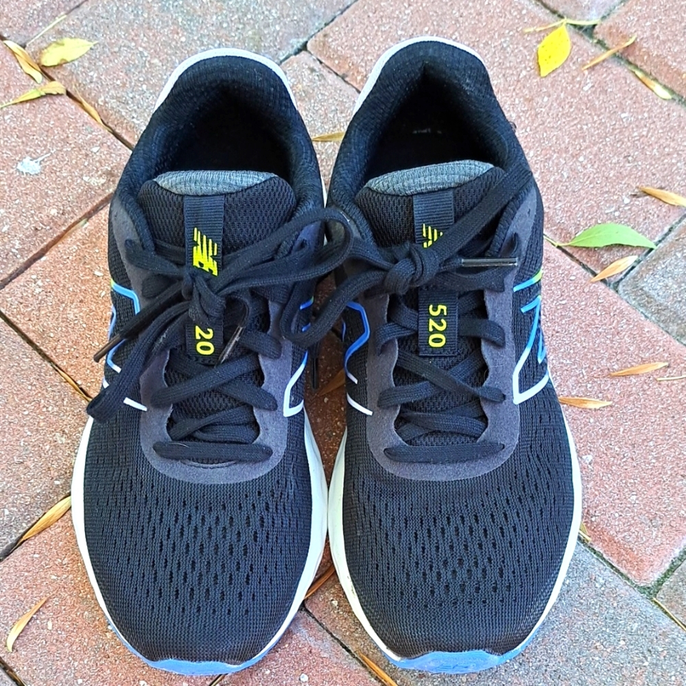New Balance Comfort sneakers, size 6.5 Black with blue, lime and lilac detail